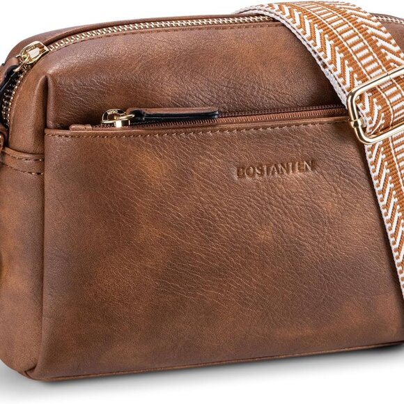 Small Crossbody Purse for Women Triple Zip Cell Phone Leather Handbag with Color - Picture 1 of 7